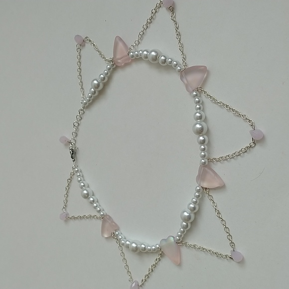 Pink Heart and Pearl Choker - Picture 4 of 4